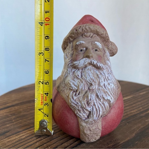 Vintage Santa Ornament Christmas St Nick Flat Bottom Shelf Decor Made In Taiwan - Picture 8 of 8
